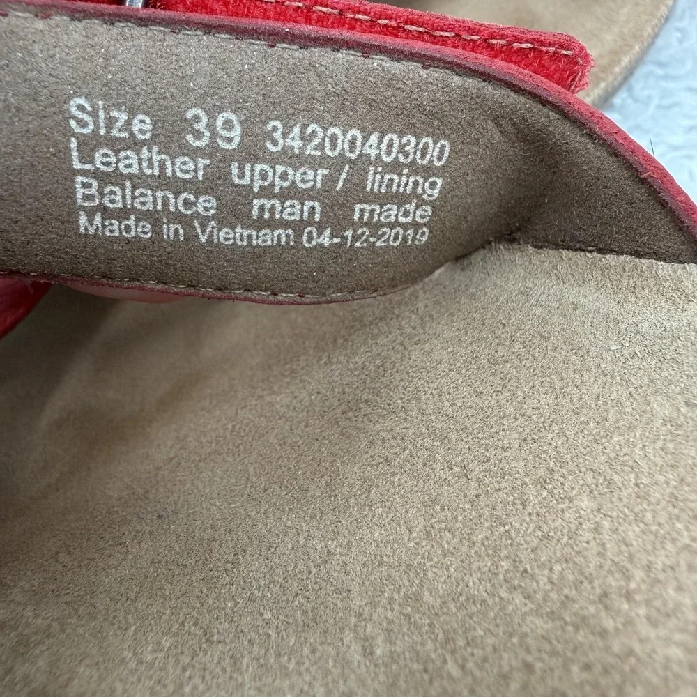 Dansko Susie Milled Nubuck Sandal Womens 8.5 Red Leather Strappy‎ Wedge Comfort